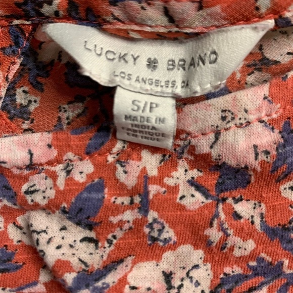 Lucky Brand Flutter Sleeve Floral Boho Feminine Summer Top Women Small - Picture 6 of 6